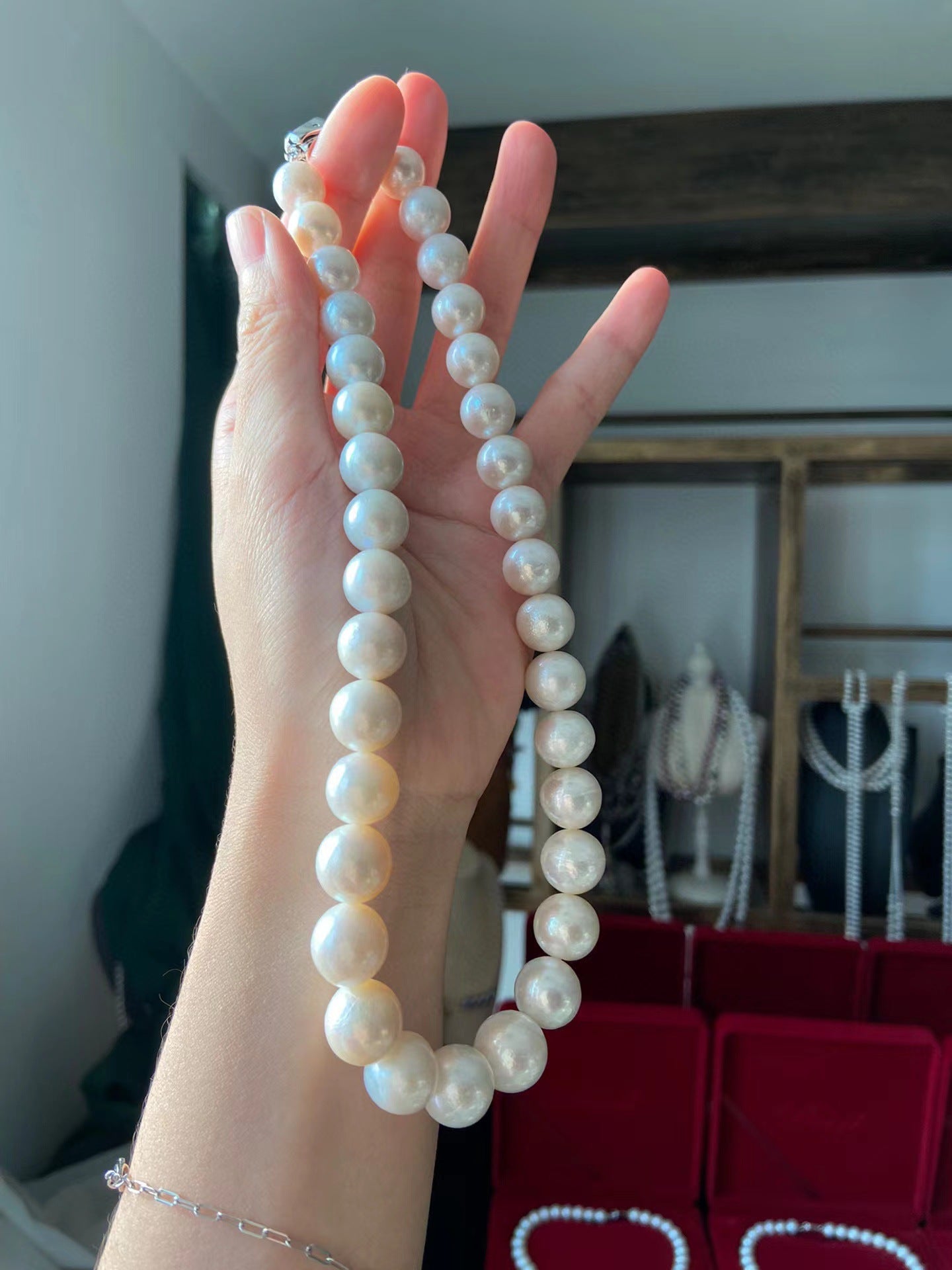 Number 3 freshwaterpearl necklace white 10-11mm S925