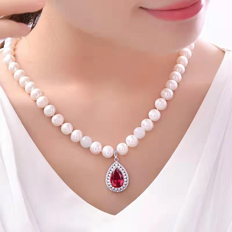 number B freshwaterpearl necklace s925 pendant Birthday Daily Engagement Wedding