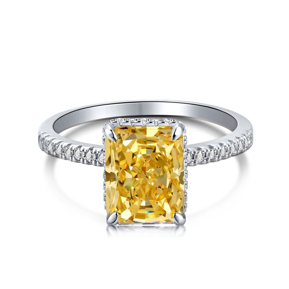 [Timeless]Fashion Zircon Ring 925 Sterling Silver Ring Princess Cut Square