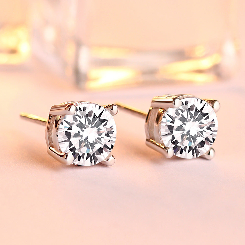【Timeless】Sliver Zicon Birthstone Stud Earrings