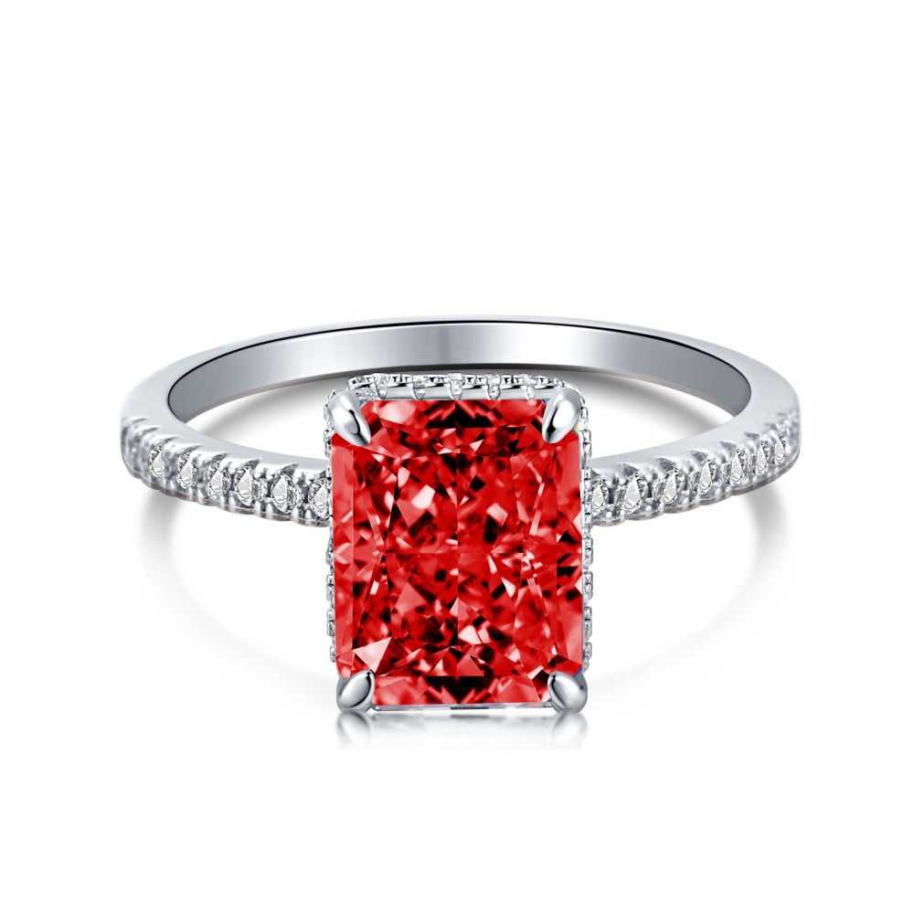 [Timeless]Fashion Zircon Ring 925 Sterling Silver Ring Princess Cut Square