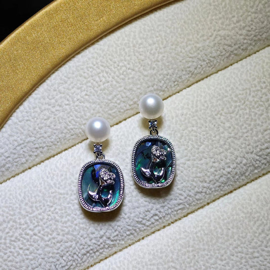 number 27 freshwater pearl earrings plated s925