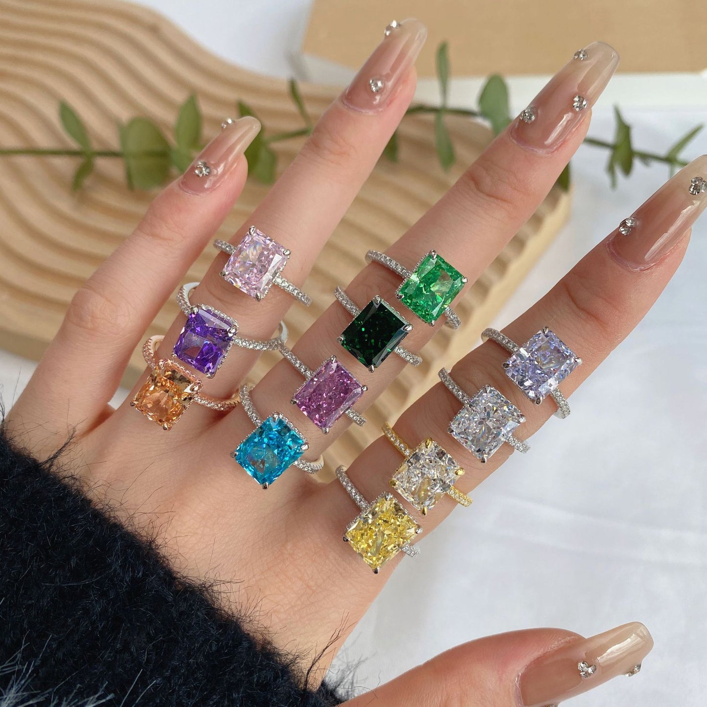 [Timeless]Fashion Zircon Ring 925 Sterling Silver Ring Princess Cut Square