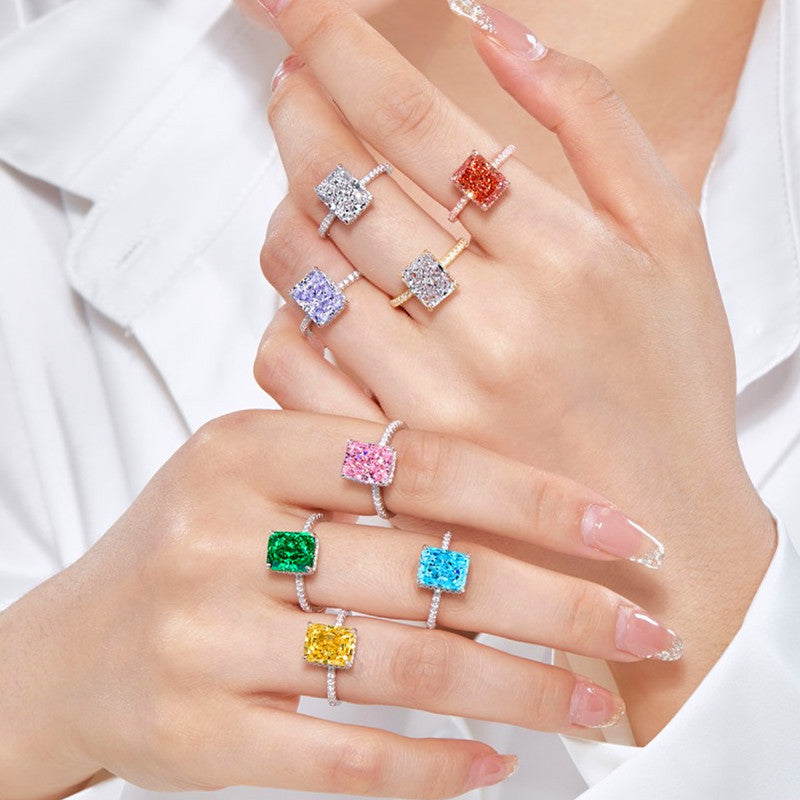[Timeless]Fashion Zircon Ring 925 Sterling Silver Ring Princess Cut Square