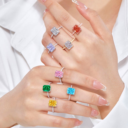 [Timeless]Fashion Zircon Ring 925 Sterling Silver Ring Princess Cut Square