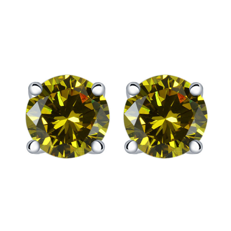 【Timeless】Sliver Zicon Birthstone Stud Earrings
