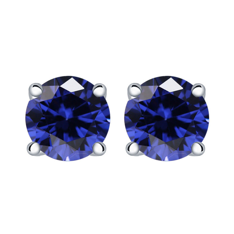 【Timeless】Sliver Zicon Birthstone Stud Earrings