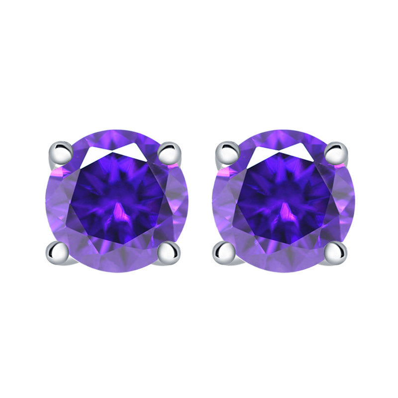 【Timeless】Sliver Zicon Birthstone Stud Earrings