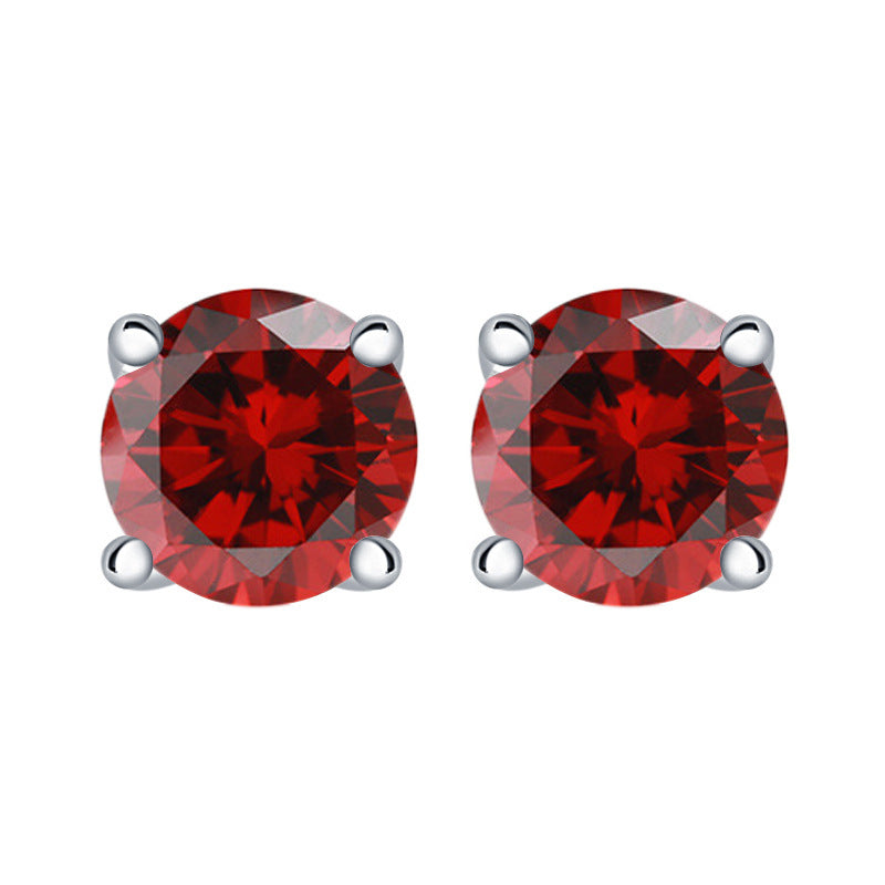 【Timeless】Sliver Zicon Birthstone Stud Earrings