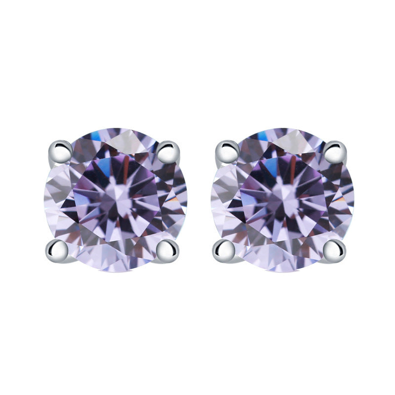 【Timeless】Sliver Zicon Birthstone Stud Earrings