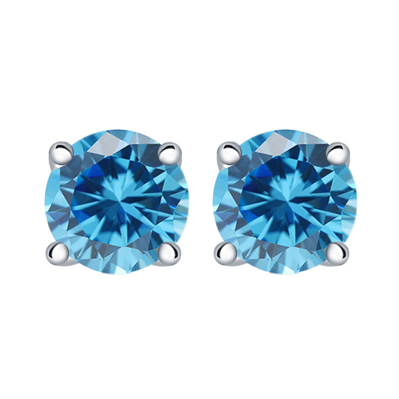 【Timeless】Sliver Zicon Birthstone Stud Earrings