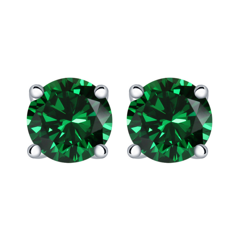 【Timeless】Sliver Zicon Birthstone Stud Earrings