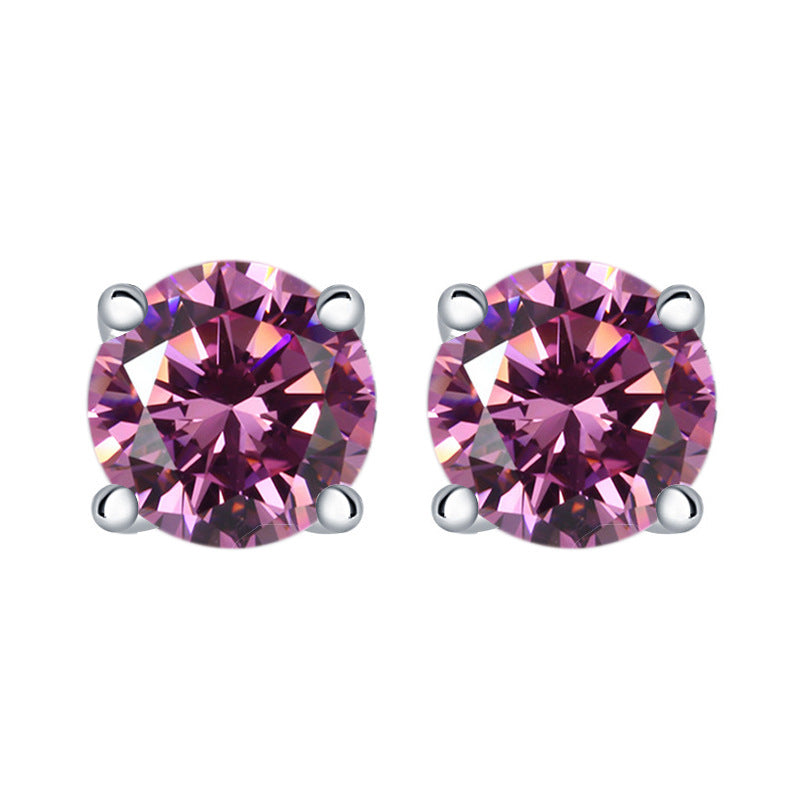 【Timeless】Sliver Zicon Birthstone Stud Earrings