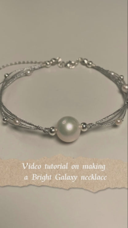 DIY15.Edison Fresh Water Pearl 925 collarbone necklace of Bright Galaxy