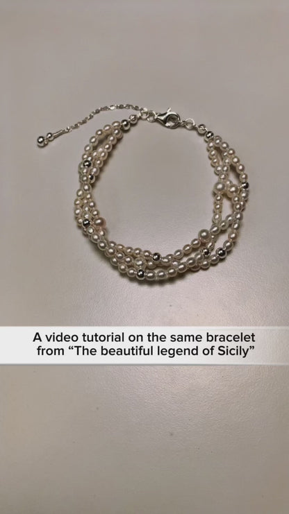 DIY18.Freshwater pearl 925 silver bracelet with the same style as the Beautiful Legend of Sicily