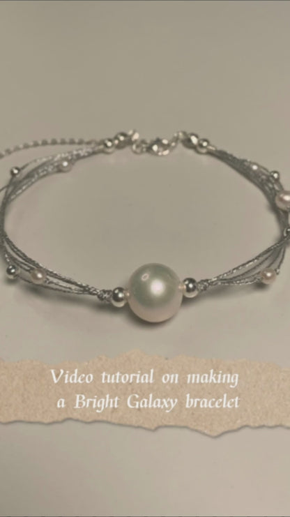 DIY14.Edison Fresh Water Pearl 925 Silver bracelet of Bright Galaxy
