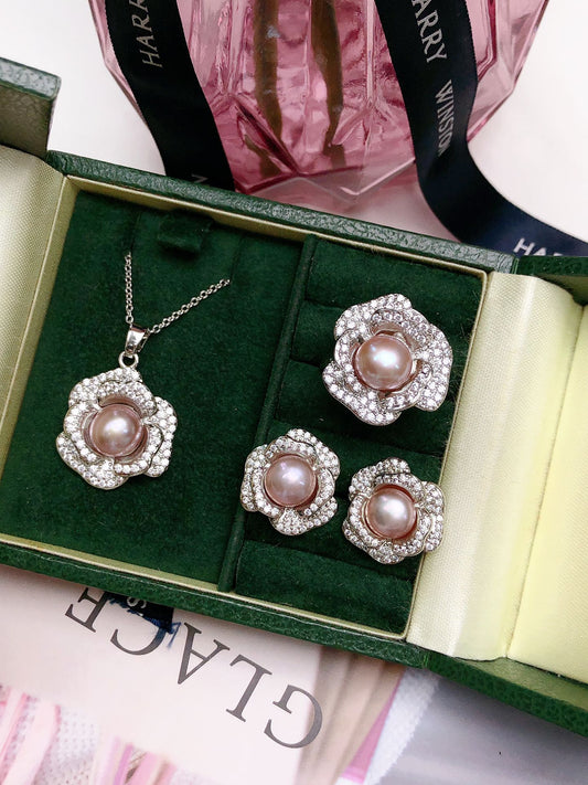 New Arrival 01 Rose fresh water pearl set