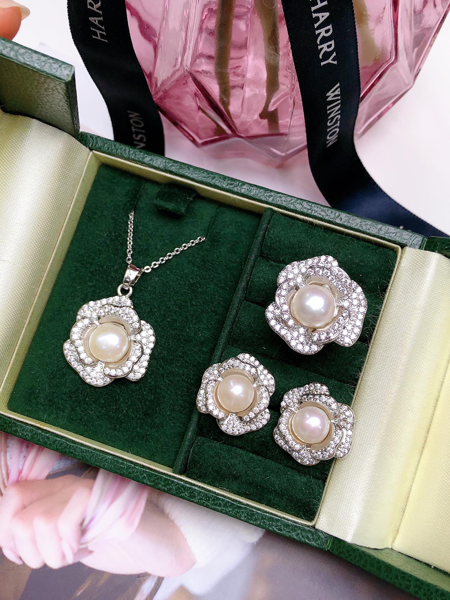 New Arrival 01 Rose fresh water pearl set