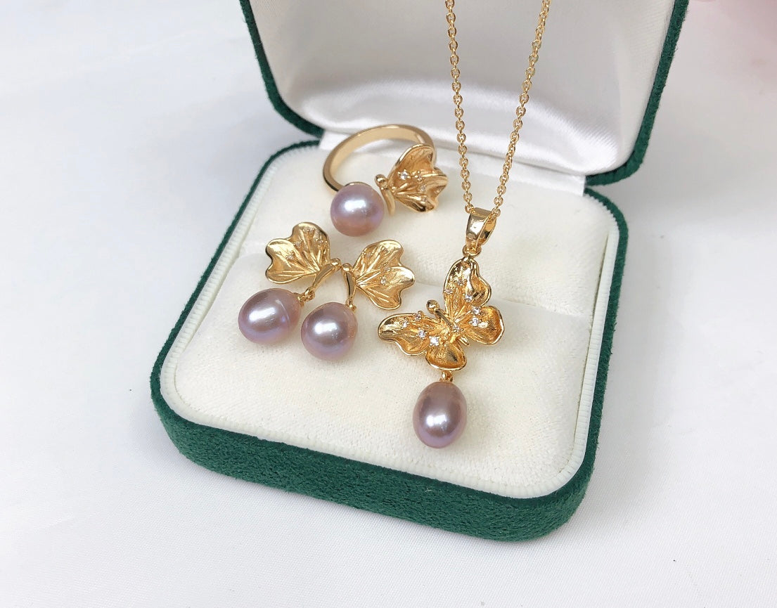 New Arrival 02 Butterfly fresh water pearl set