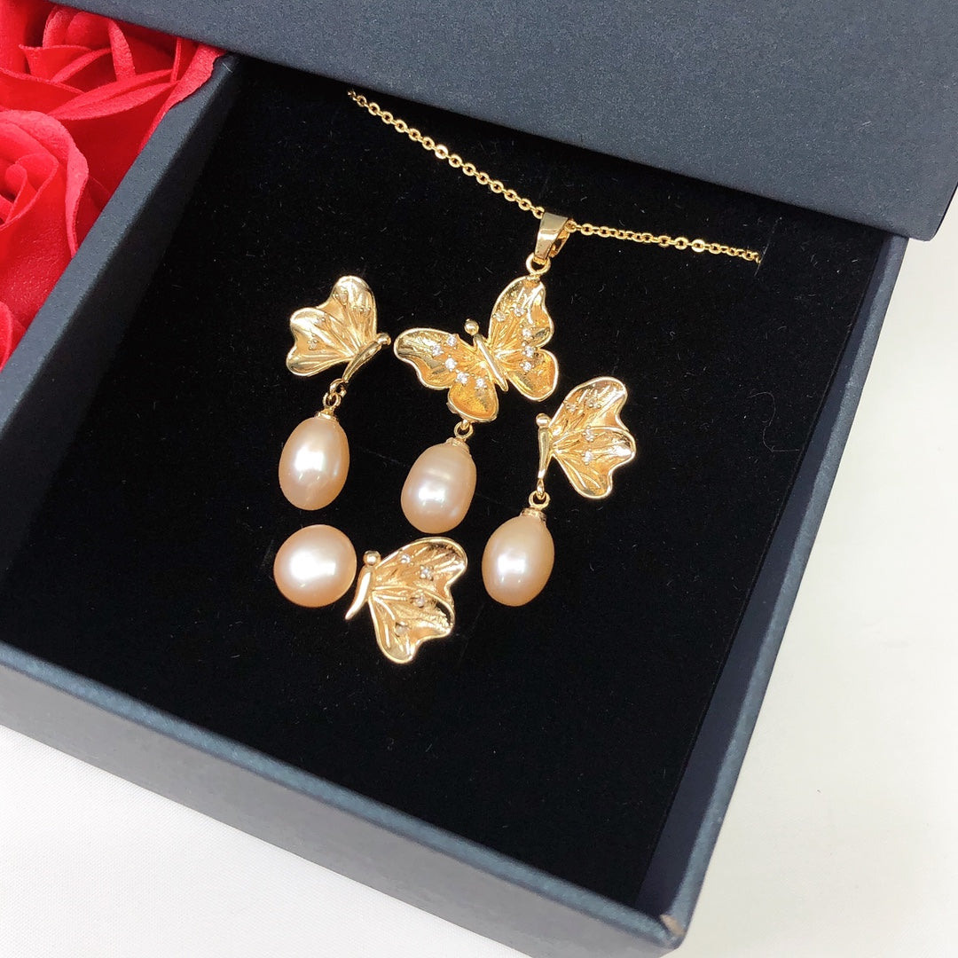 New Arrival 02 Butterfly fresh water pearl set