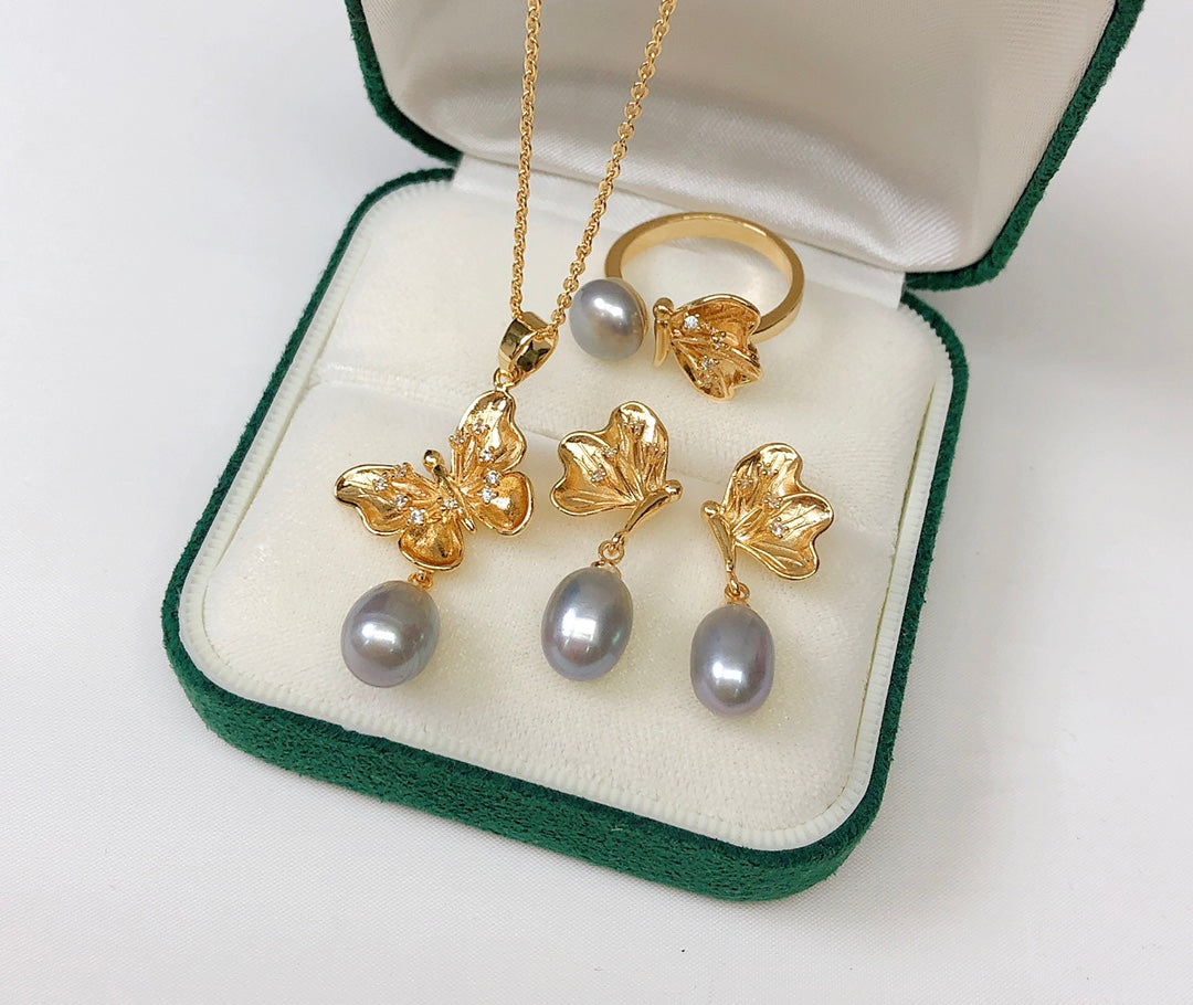 New Arrival 02 Butterfly fresh water pearl set