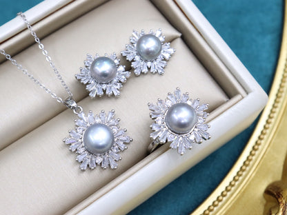 New Arrival 13 Crystal column water pearl set
