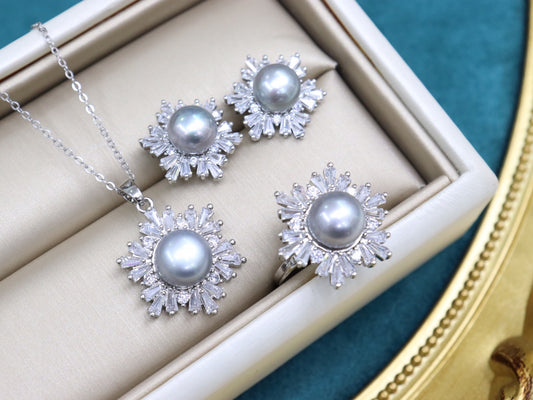 New Arrival 13 Crystal column water pearl set