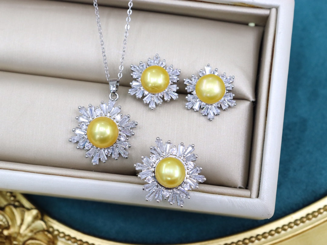New Arrival 13 Crystal column water pearl set