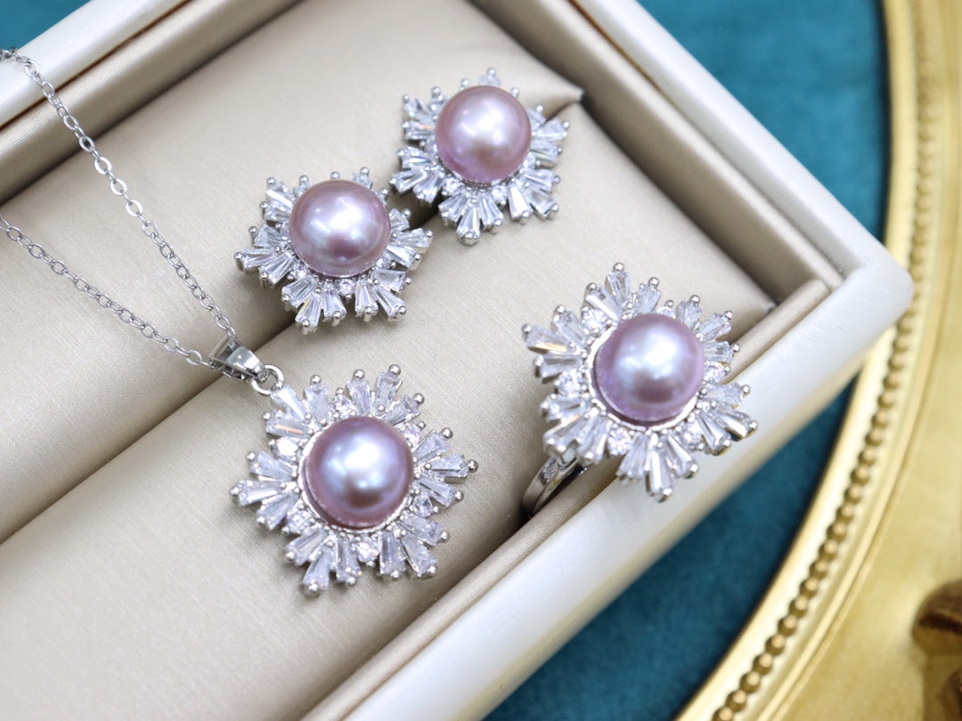 New Arrival 13 Crystal column water pearl set