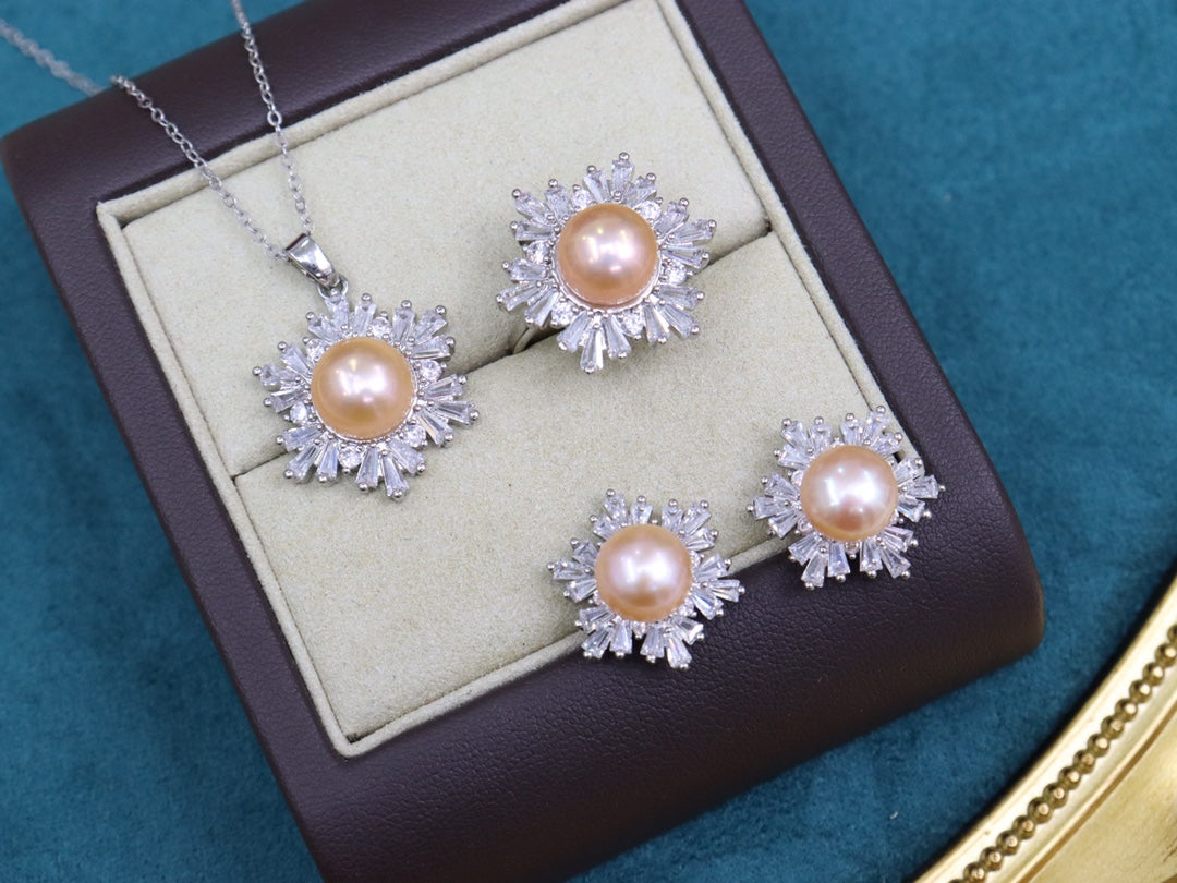 New Arrival 13 Crystal column water pearl set