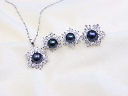 New Arrival 13 Crystal column water pearl set