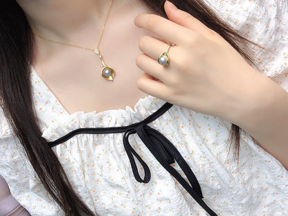 New Arrival 14 Golden leaf water pearl set