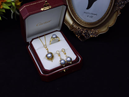 New Arrival 14 Golden leaf water pearl set