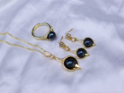 New Arrival 14 Golden leaf water pearl set