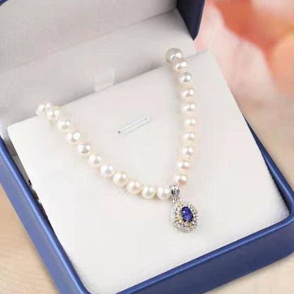 number B freshwaterpearl necklace s925  pendant Birthday Daily Engagement Wedding