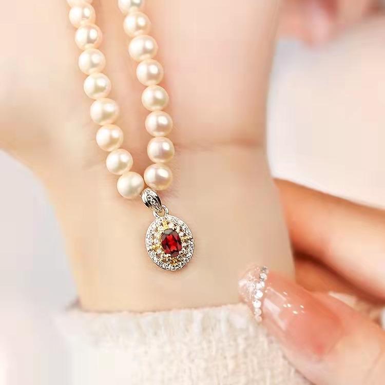 number B freshwaterpearl necklace s925  pendant Birthday Daily Engagement Wedding