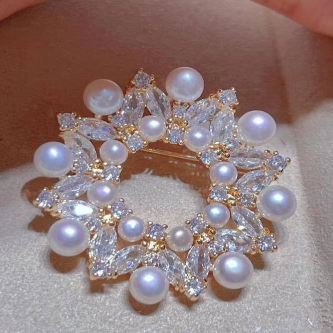 Number AX Pearl brooch Daily anniversary for Christmas（266-313）