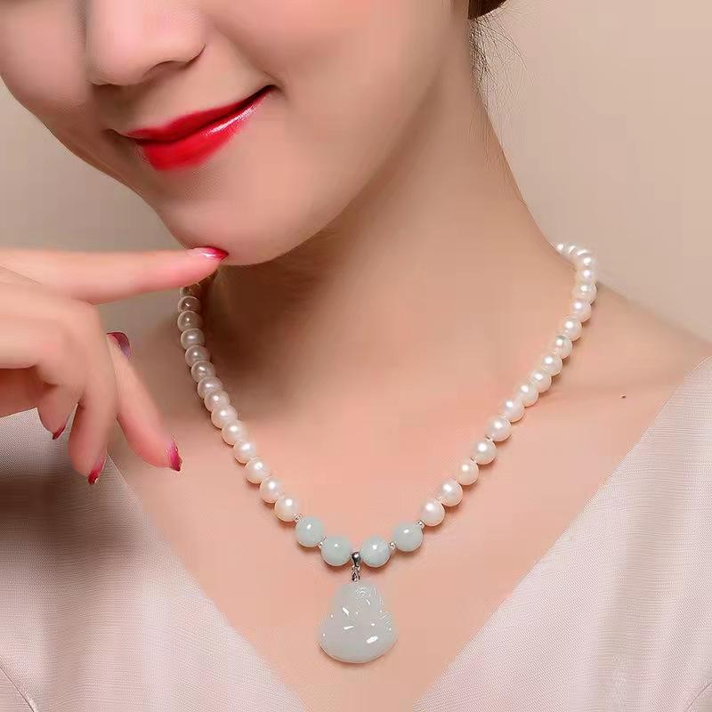 number B freshwaterpearl necklace s925  pendant Birthday Daily Engagement Wedding