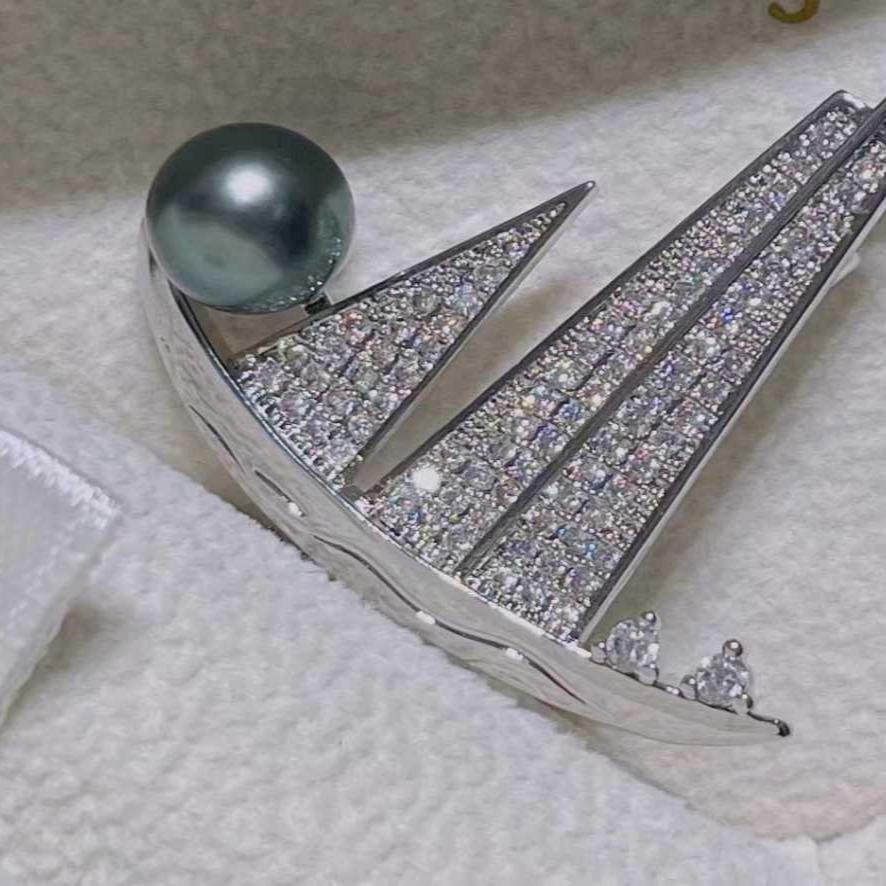 Number AX Pearl brooch Daily anniversary for Christmas（266-313）