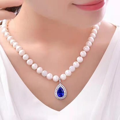 number B freshwaterpearl necklace s925  pendant Birthday Daily Engagement Wedding
