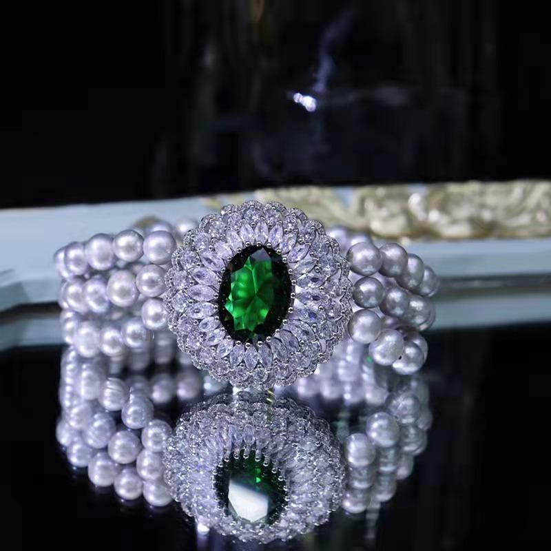 fresh water pearls  set green and blue Wedding Daily Engagement