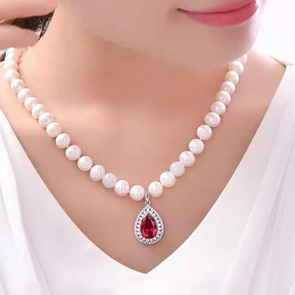 number B freshwaterpearl necklace s925  pendant Birthday Daily Engagement Wedding