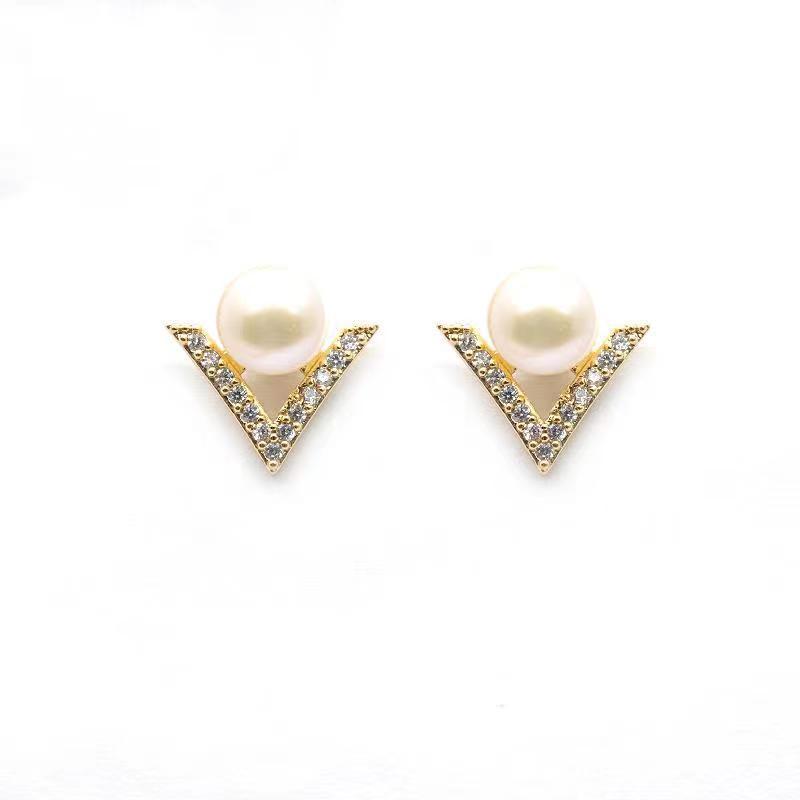 Number U Pearl Earring Elegant freshwater daily