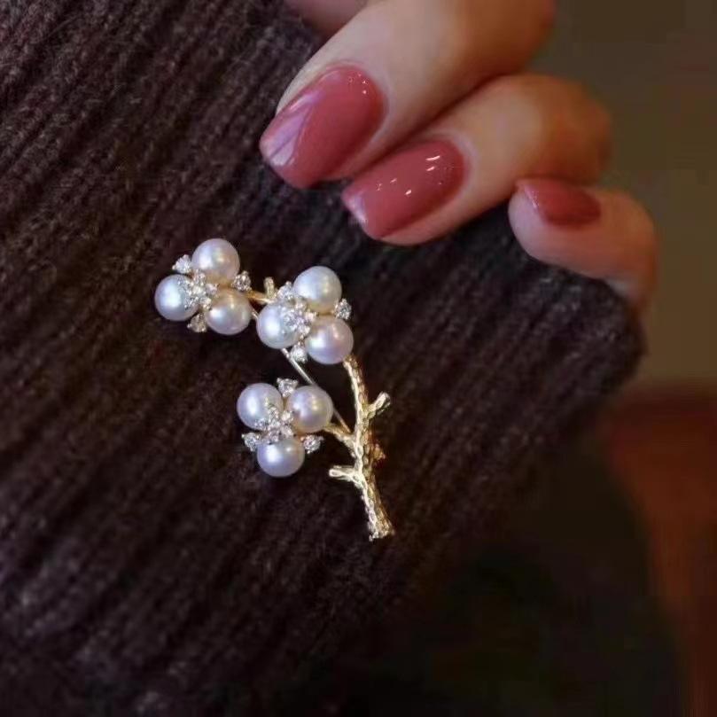 Number AX Pearl brooch Daily anniversary for Christmas（266-313）