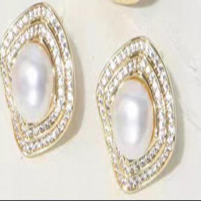Number U Pearl Earring Elegant freshwater daily
