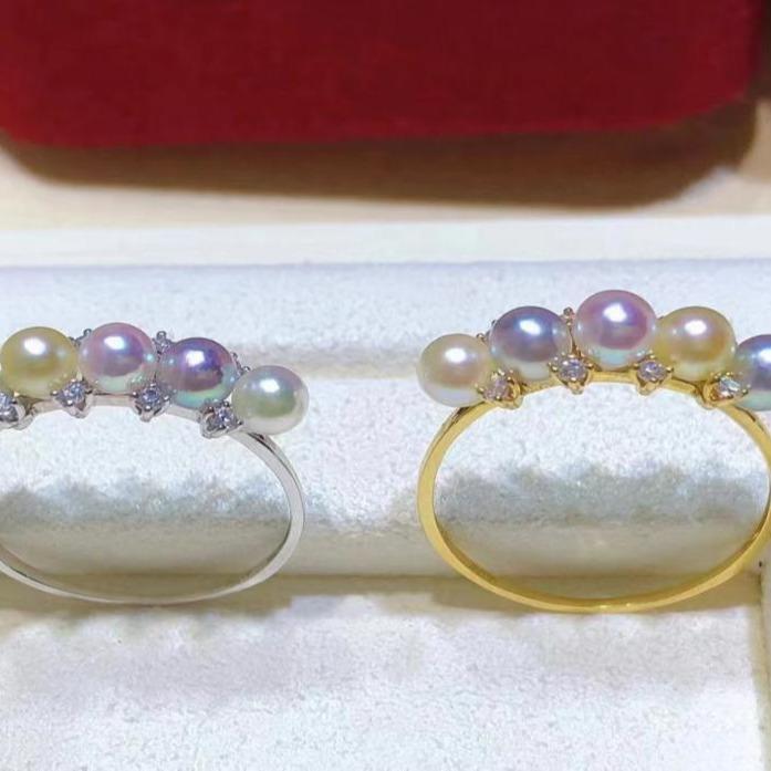Number AR seawater pearl ring Weeding Birthday Anniversary(30-78)