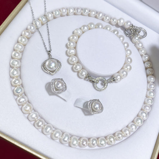 Number BP Alloy pearl set 8-10mm fresh pearl Engagement Daily