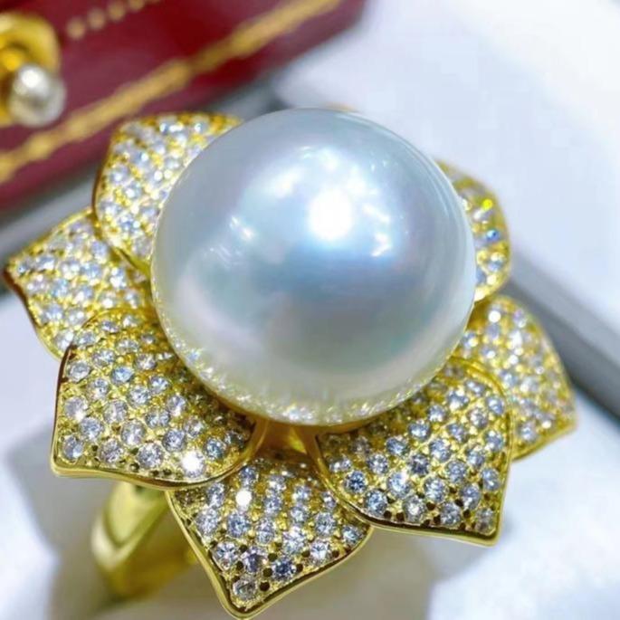 Number AR seawater pearl ring Weeding Birthday Anniversary(30-78)