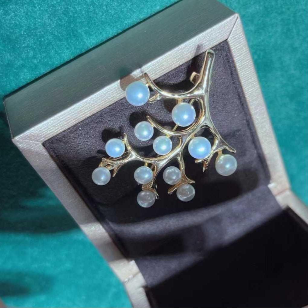 Number AX Pearl brooch Daily anniversary for Christmas（266-313）