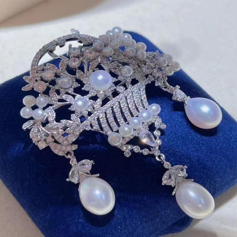 Number AX Pearl brooch Daily anniversary for Christmas（266-313）